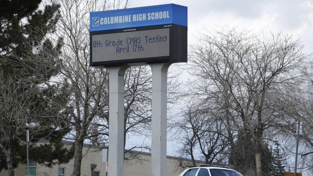 Columbine High School in Littleton, Colo., on April 17.