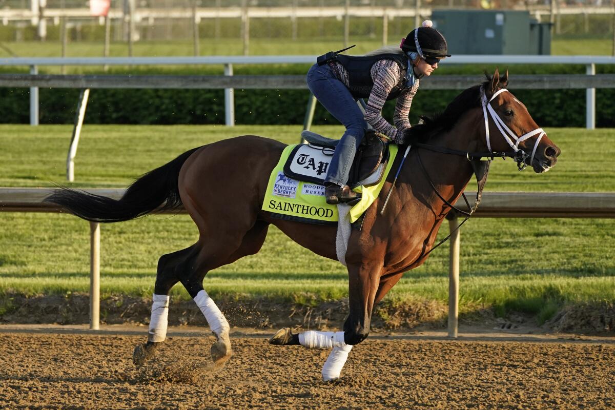 Sainthood works out at Churchill Downs on Tuesday.