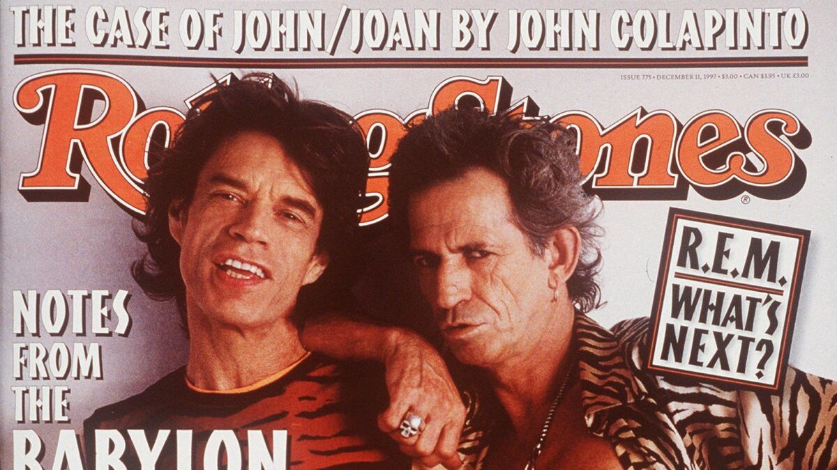 Mick Jagger, left, and Keith Richards grace the cover of the Dec. 11, 1997, issue of Rolling Stone. Penske Media acquired a majority stake in the magazine's owner.