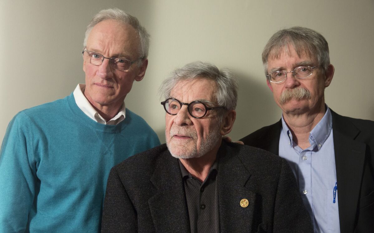 Phil Saviano, from left, a victim; Richard Sipe, who wrote several books on priests and sexual abuse; and Terry McKiernan, who runs a nonprofit group that tracks the scandal, attended the Culver City screening.