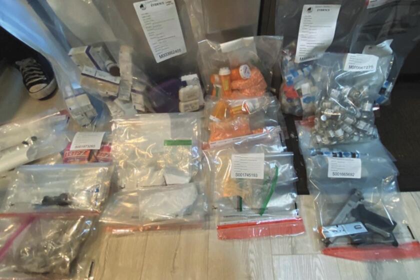 A photo presented by the U.S. District Court in the indictment against Jasveen Sangha and Salvador Plasencia shows narcotics seized during the search. Beginning on a date unknown, but not later than in or around June 14, 2019, and continuing to March 19, 2024, in Los Angeles County, within the Central District of California, defendant Jasveen Sangha, also known as the "Ketamine Queen," knowingly opened, leased, rented, used, and maintained a place, that is, the Sangha Stash House located in North Hollywood, California, for the purpose of manufacturing, storing, and distributing controlled substances, including methamphetamine, a Schedule II controlled substance, and ketamine, a Schedule III controlled substance.