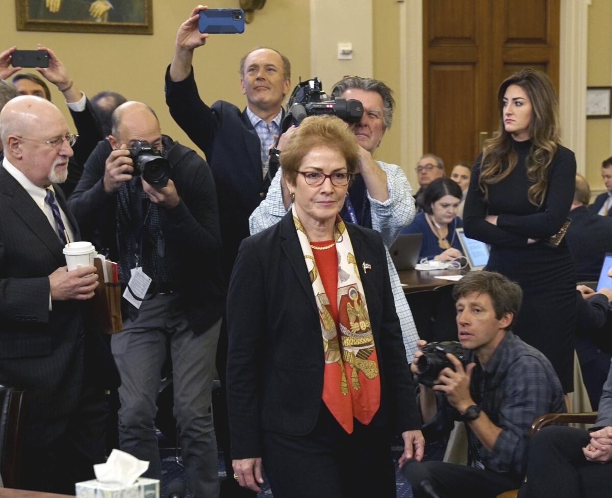 Marie Yovanovitch, former U.S. ambassador to Ukraine, testified Friday in House impeachment hearings.