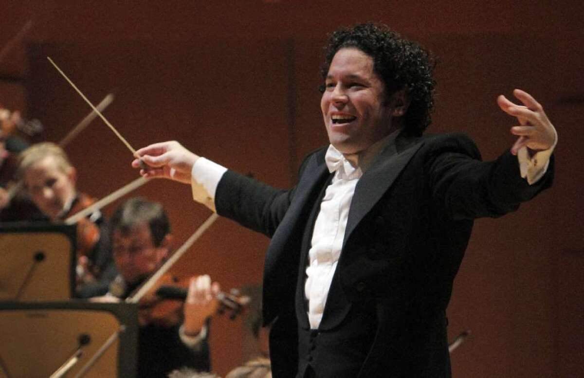 Gustavo Dudamel conducting the L.A. Philharmonic in Beethoven's "Eroica" Symphony at the Walt Disney Concert Hall in Los Angeles on October.