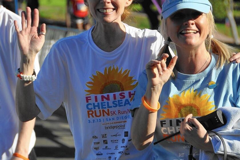Kelly King, left, Chelsea’s mother, with Stephanie Dorian during the 2013 run for the foundation that was created after the killing of Chelsea in 2010.