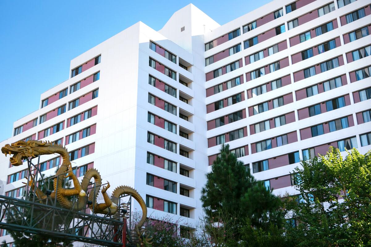 Exterior of the Cathay Manor building in Chinatown.