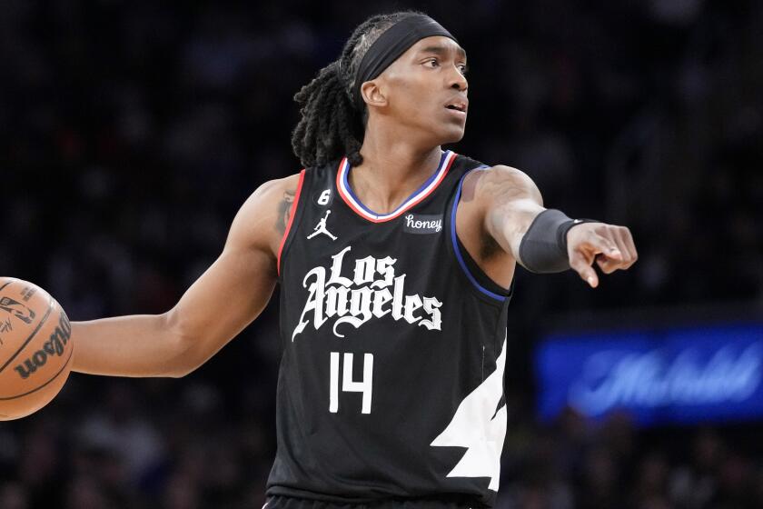 Los Angeles Clippers guard Terance Mann plays against the New York Knicks on Feb. 4, 2023, in New York.