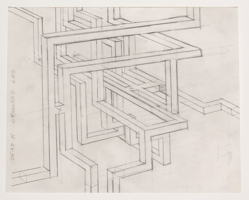 "Dead H Crooked Leg Maze," 1979, by Paul McCarthy — an early architectonic drawing.