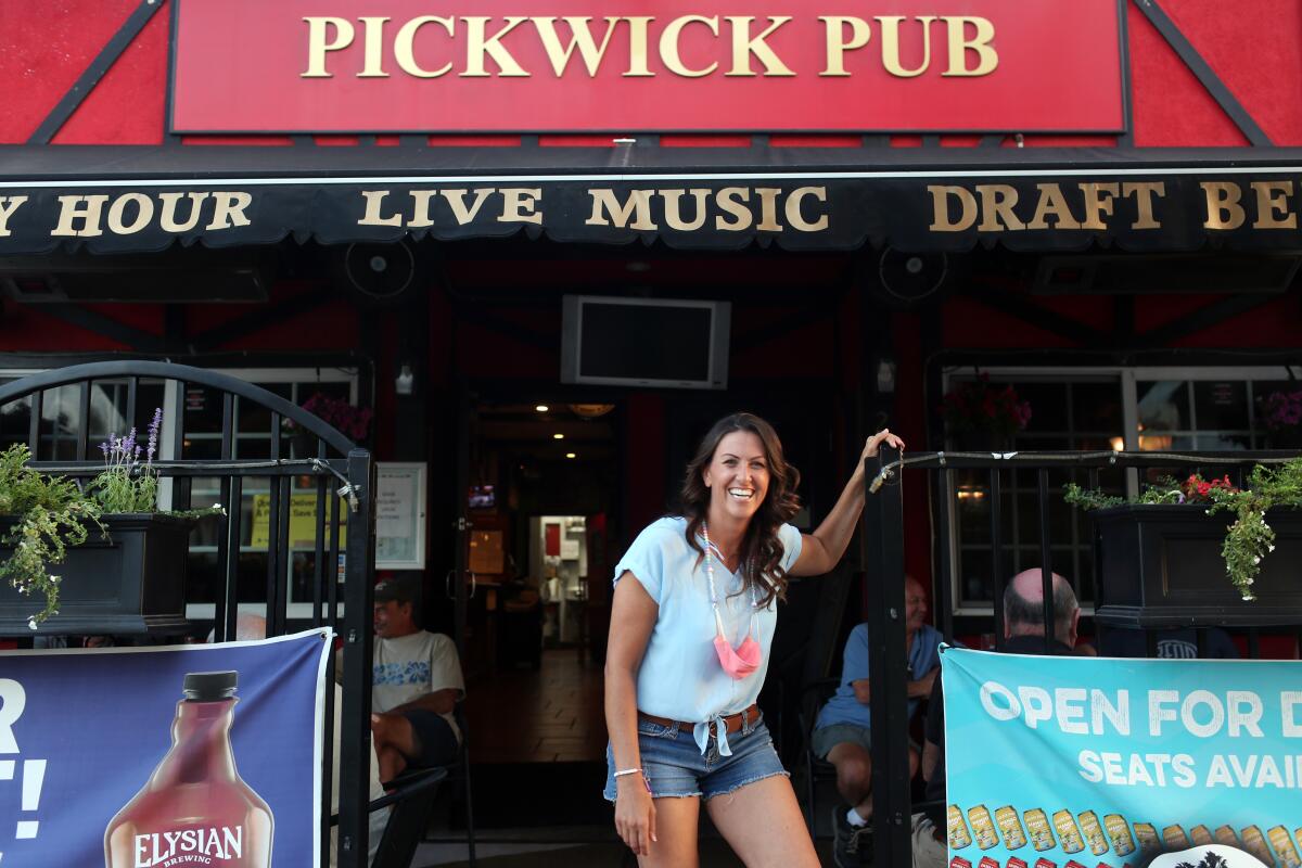 Kimberly Holman-Maiden  at her family owned establishment, Pickwick's Pub in Woodland Hills.