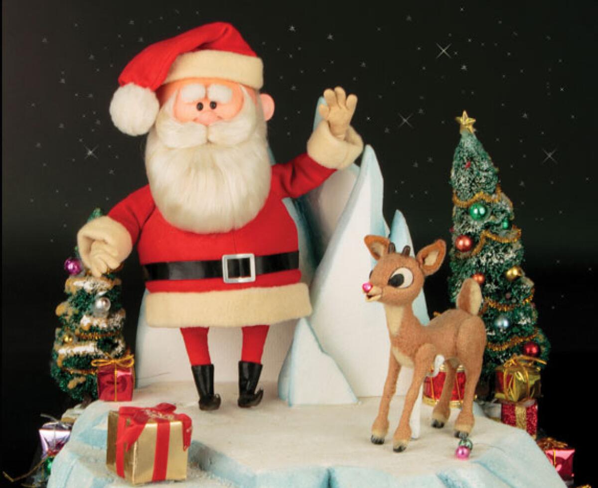Rudolph and Santa Claus figures that were featured in “Rudolph the Red-Nosed Reindeer” are going up for auction.