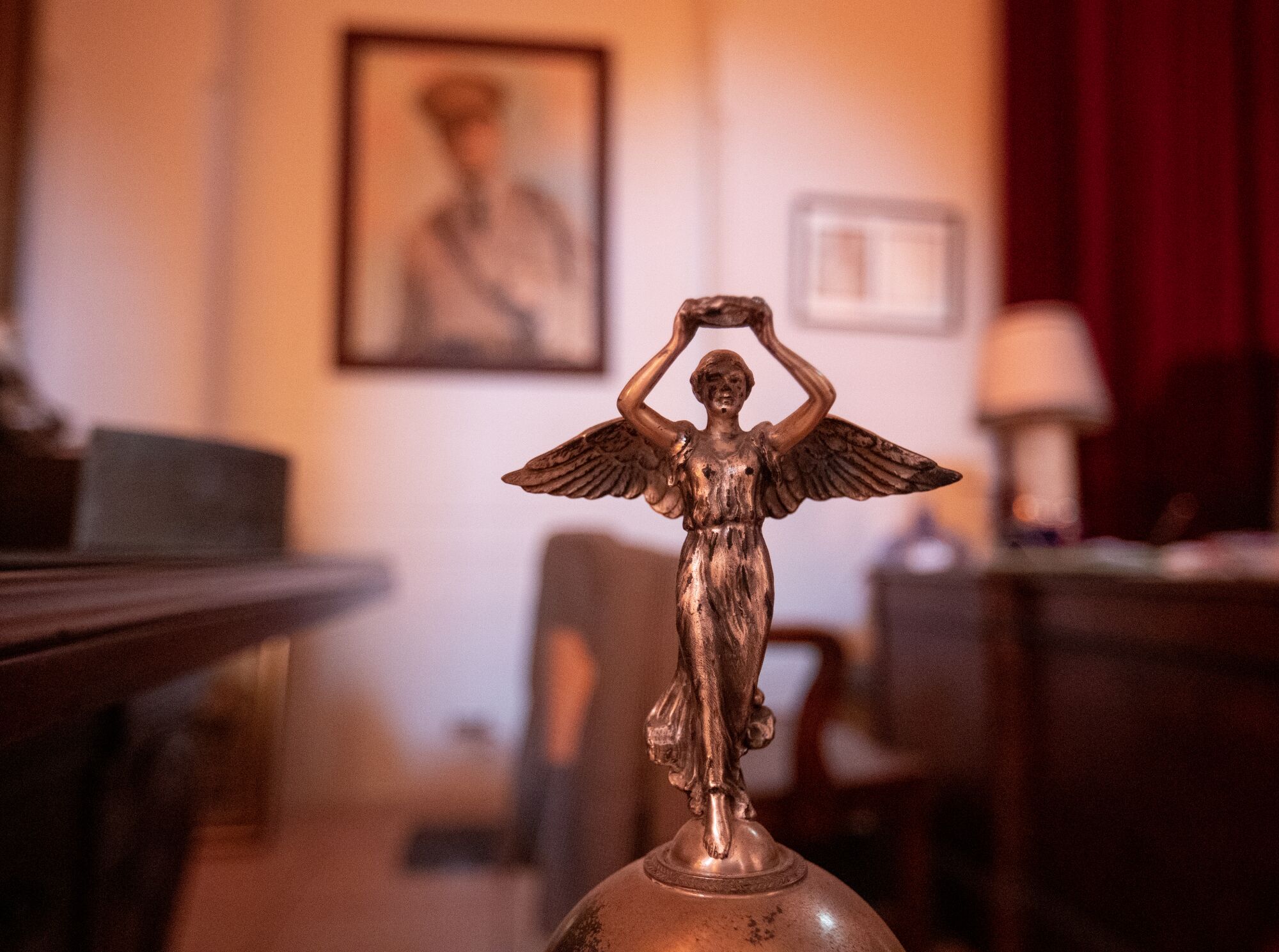 A metallic angel decoration