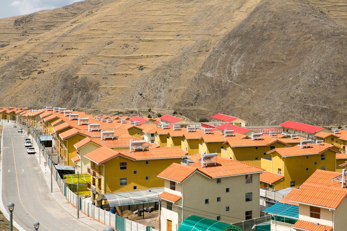 Nueva Fuerabamba, a newly constructed town built by MMG for Peruvians displaced by Las Bambas mine.