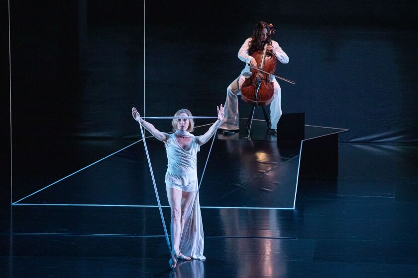 Dancer Wendy Whelan and cellist Maya Beiser in "The Day" at Royce Hall, UCLA Friday