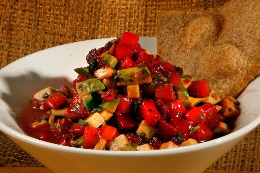 Brighten up your dips by adding fresh fruit. This strawberry-avocado salsa pairs perfectly with cinnamon tortilla chips. Recipe: Strawverry-avocado salsa