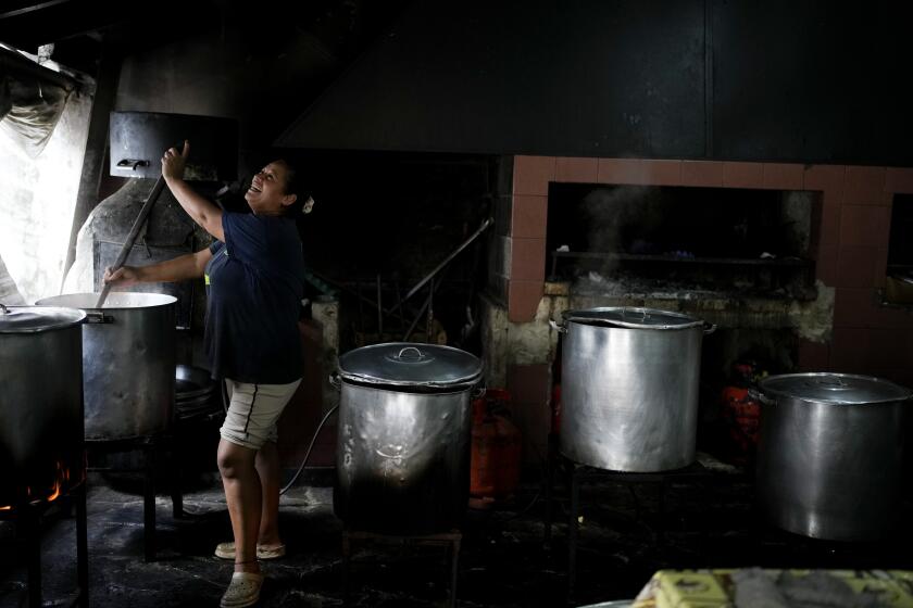 Gabriela Lucero cocina en un comedor comunitario dirigido por el Movimiento de Trabajadores Excluidos (MTE) en Buenos Aires, Argentina, el viernes 8 de marzo de 2024. (AP Foto/Natacha Pisarenko)