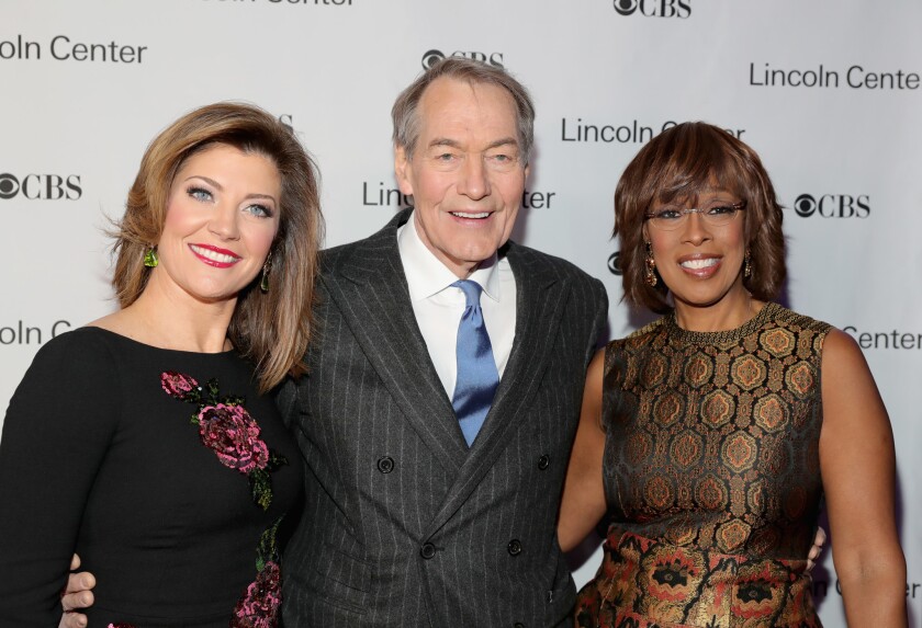 "CBS This Morning" anchors Norah O'Donnell, Charlie Rose and Gayle King attend the Lincoln Center American Songbook Gala on Feb. 1 in New York.