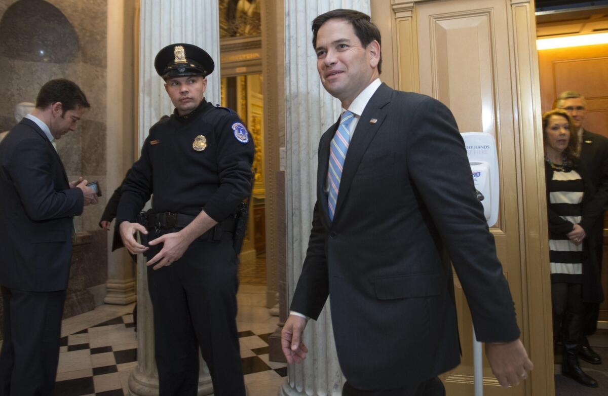 Sen. Marco Rubio (R-Fla.) arrives for a Senate on Nov. 18.