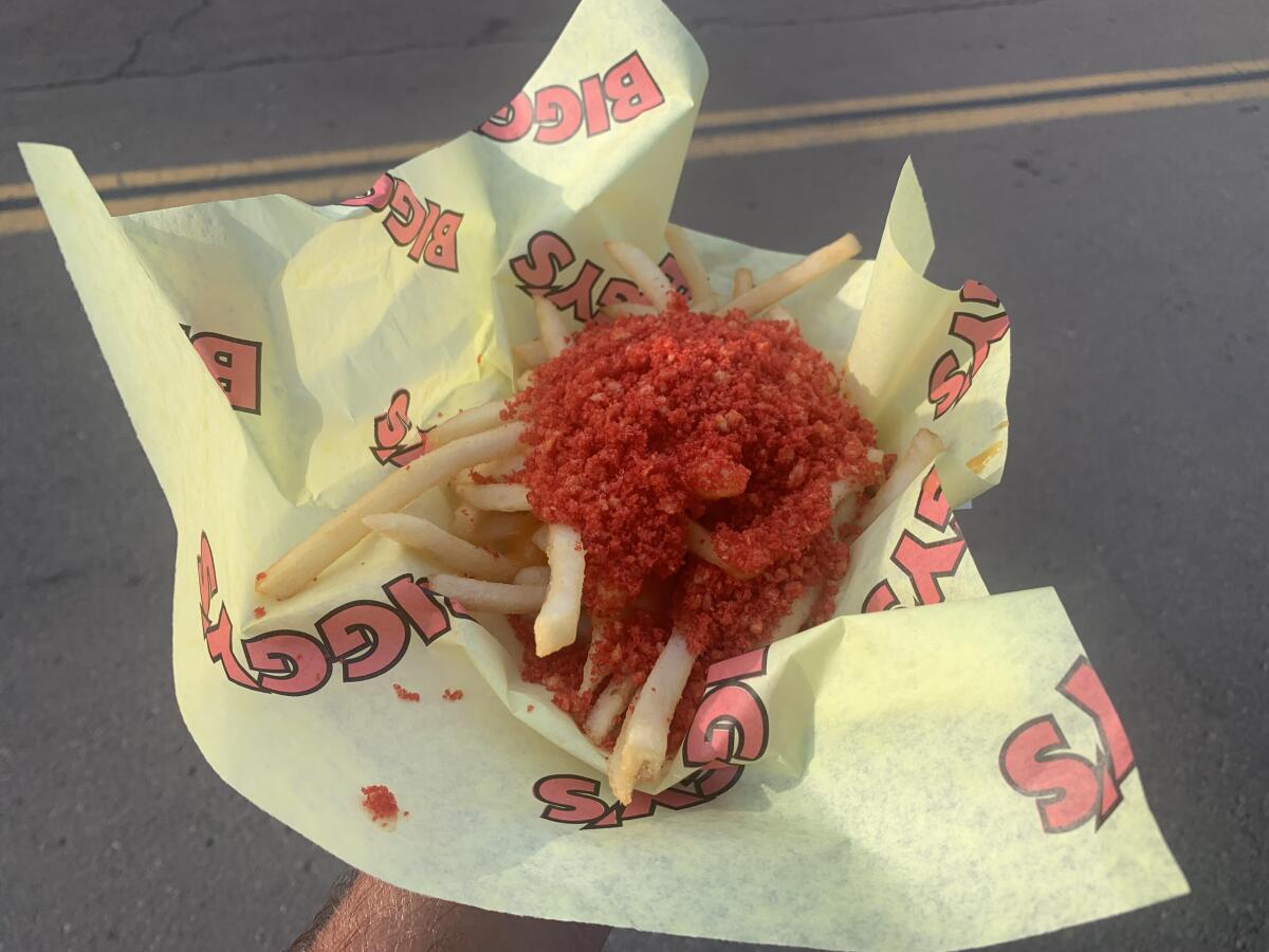 Flamin' Hot Cheetos cheese fries the San Diego County Fair.