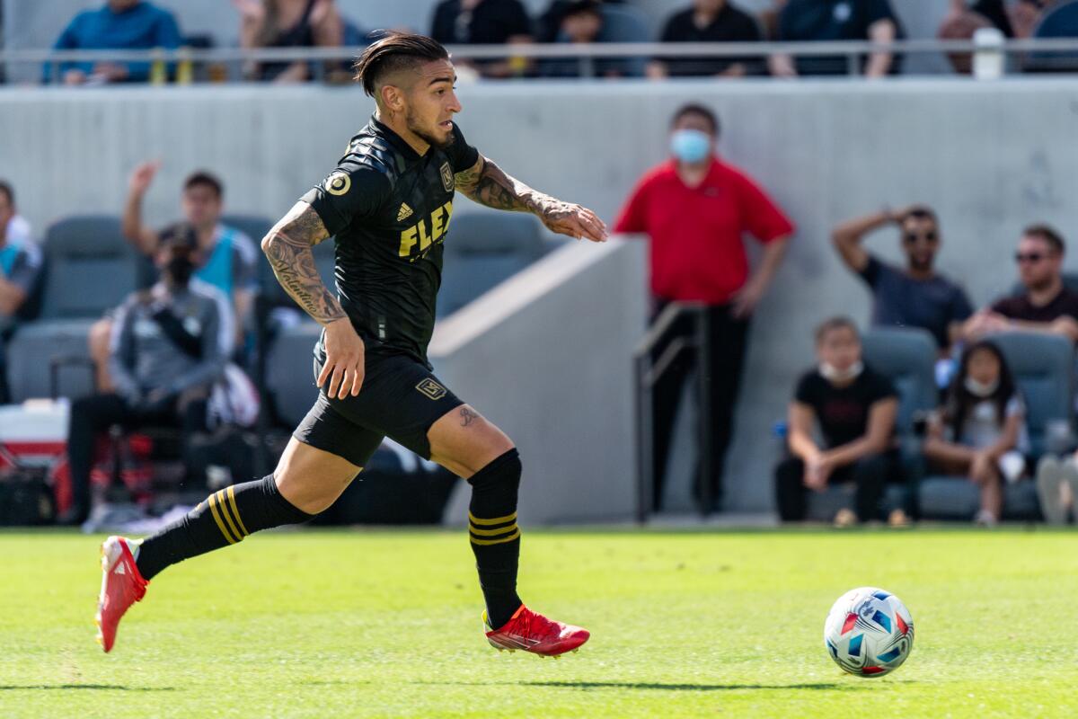 LAFC's Christian Arango controls the ball against the San Jose Earthquakes in October.