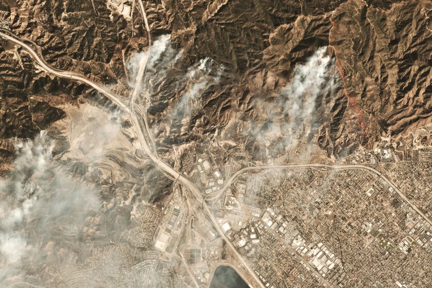 Satellite imagery of the Saddleridge fire on Oct. 11, 2019