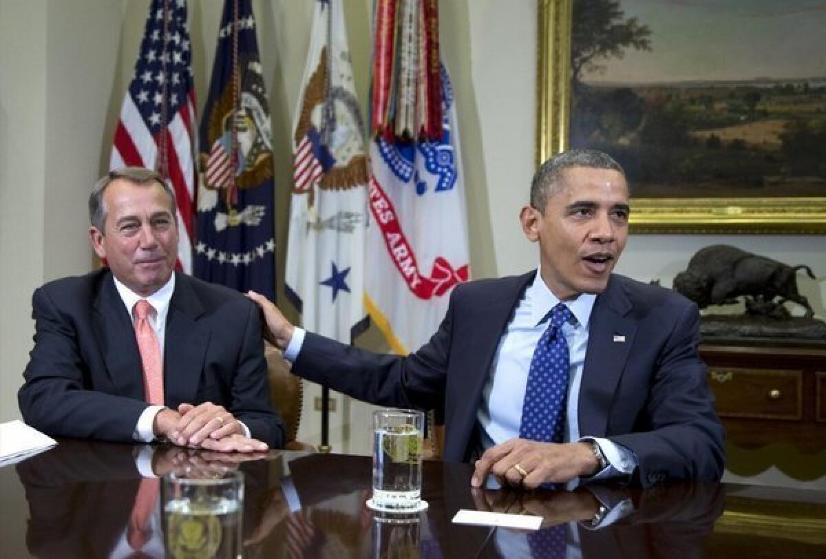 House Speaker John Boehner and President Obama share a companionable moment last month, before budget negotiations heated up.