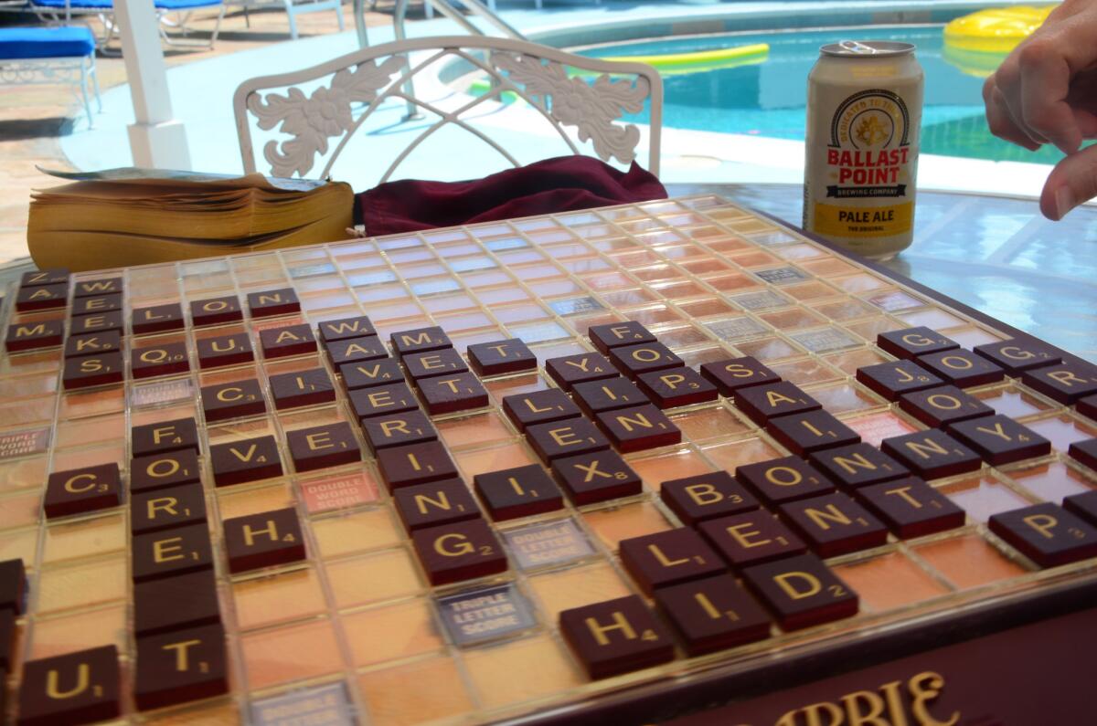 A poolside Scrabble game at Ruby Montana's Coral Sands Inn in Palm Springs.