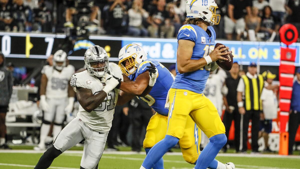 Chargers kick off 2022 NFL season against Las Vegas Raiders - Los Angeles  Times