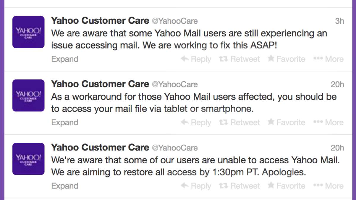 Yahoo Mail down, users unable to sign-in