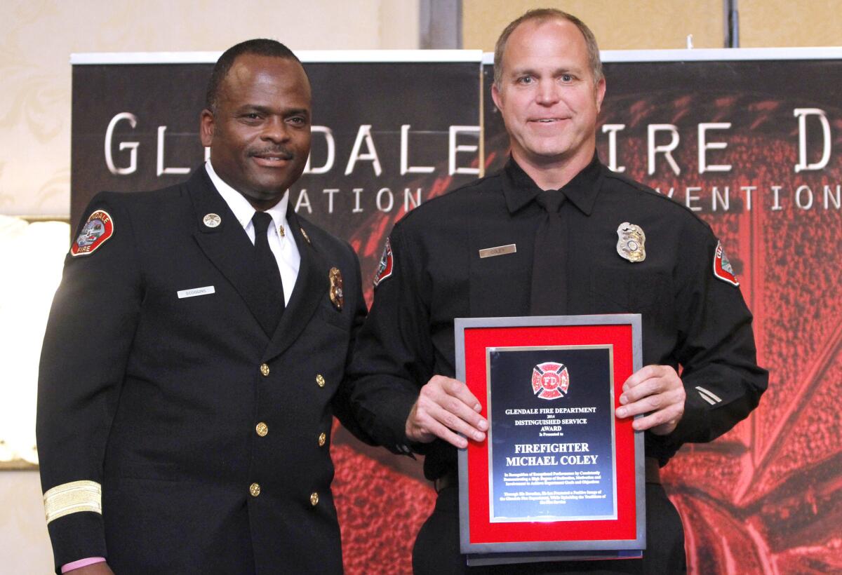 Glendale Fire Dept. chief Harold Scoggins at the annual City of Glendale Fire Department Awards Luncheon at the Glendale Hilton on Wednesday, Oct. 15, 2014. Scoggins accepted the top post at the Seattle Fire Department and will be stepping down next month, city officials said Wednesday.