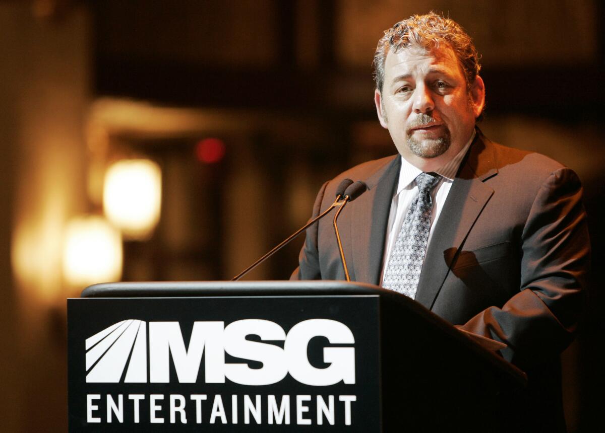 James L. Dolan, executive chairman of Madison Square Garden and CEO and president of Cablevision, talks during a news conference in New York in this Nov. 15, 2006, file photo.