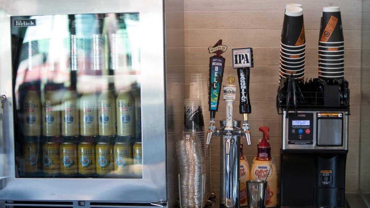 Taco Bell Cantina offers beer on tap and in bottles and cans.