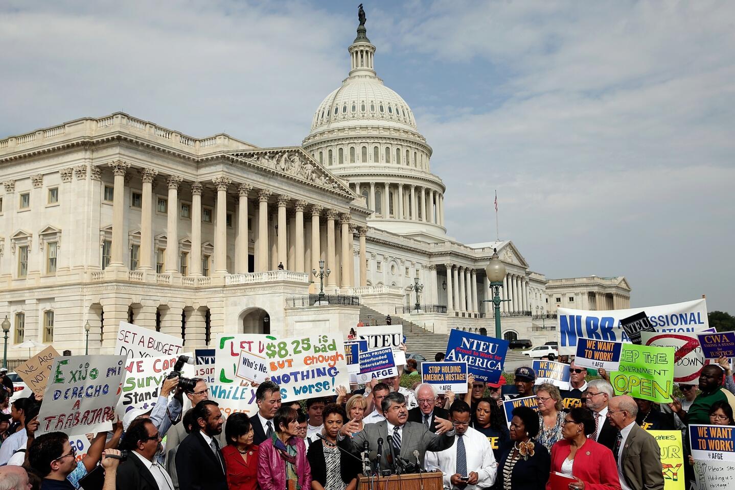 Furloughed workers protest