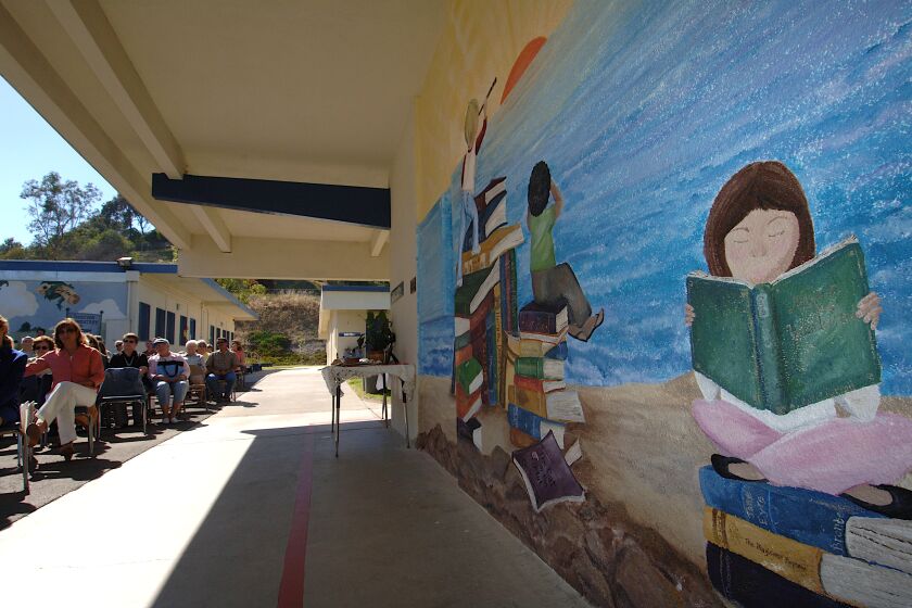 Photo by John Koster/For The North County Times/Dedication mural in honor of Pat Carpenter Garrison Elementary School