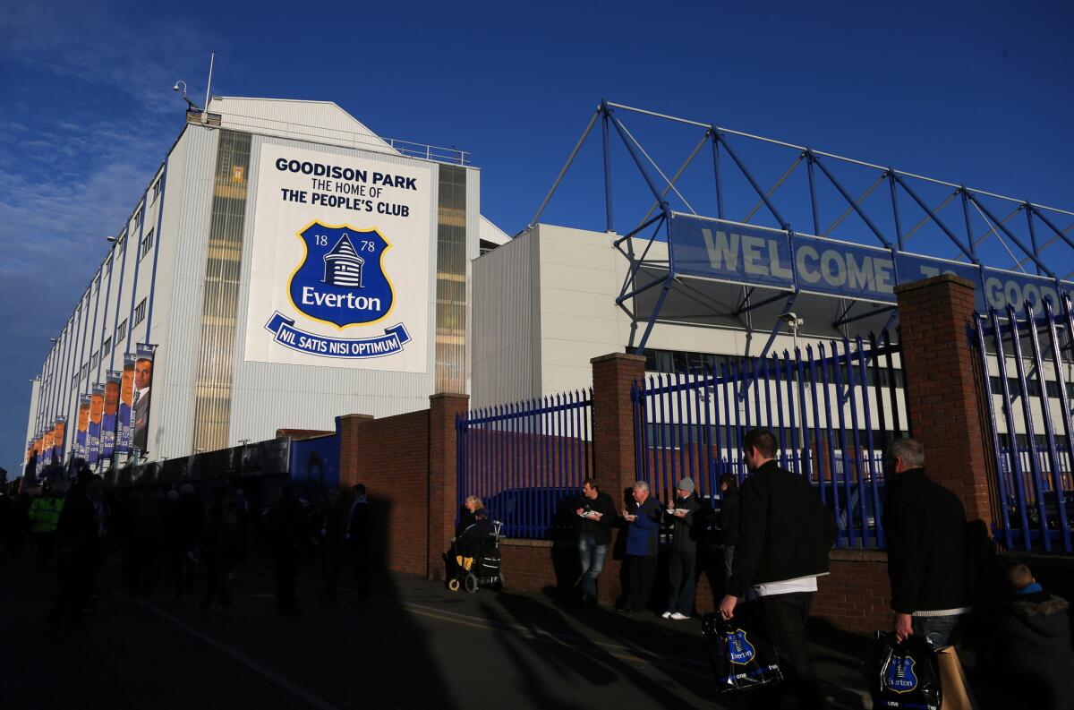 Goodison Park, the home stadium of Everton Football Club.