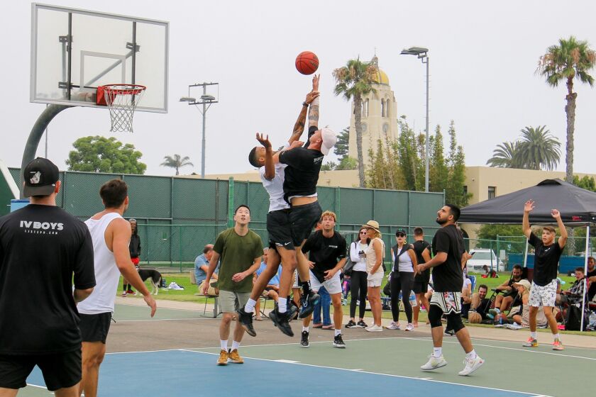 The Sneaks Summer Classic basketball tournament had 16 teams playing at the La Jolla Recreation Center on July 16.