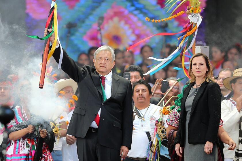 MEXICO CITY, MEXICO - DECEMBER 01: Andres Manuel Lopez Obrador President of Mexico takes part in an indigenous ceremony during the events of the Presidential Investiture as part of the 65th Mexico Presidential Inauguration at Zocalo on December 01, 2018 in Mexico City, Mexico. (Photo by Manuel Velasquez/Getty Images) ** OUTS - ELSENT, FPG, CM - OUTS * NM, PH, VA if sourced by CT, LA or MoD **
