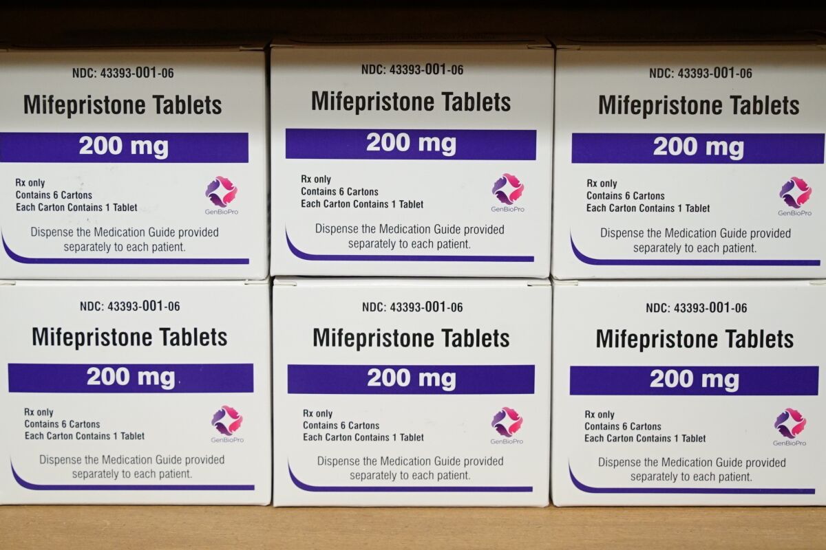 Boxes of the drug mifepristone. 