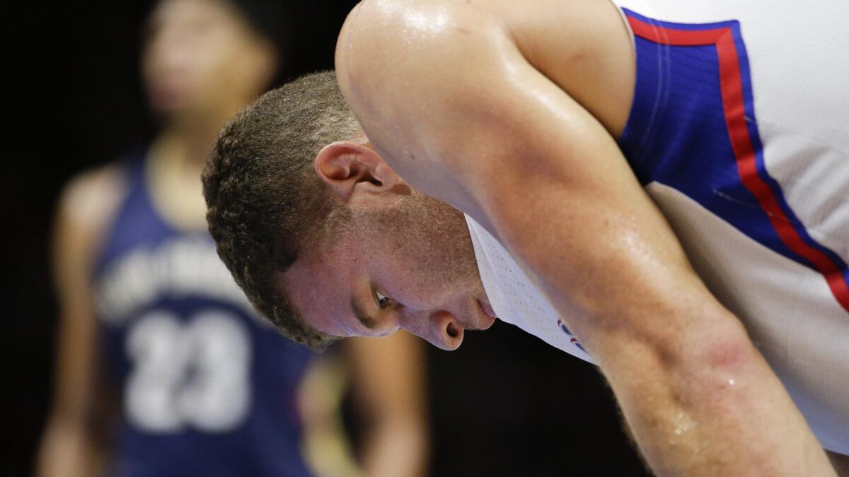 Clippers power forward Blake Griffin looks on during a win over the New Orleans Pelicans at Staples Center on Dec. 6.