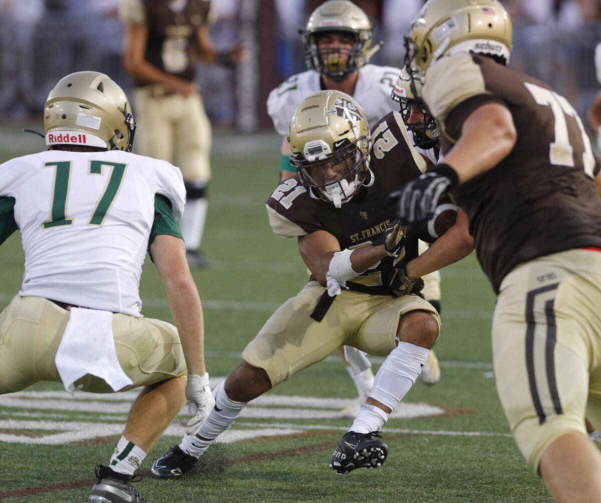 The St. Francis High football team will begin Angelus League action with a road game against Crespi at 7 p.m. Friday.