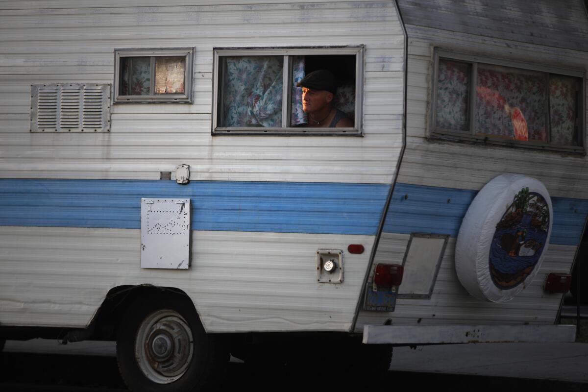A man who lives in his RV in Venice in 2013.