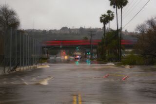 On Monday Fashion Valley Road between Hotel Circle and Friars Road closed due to flooding from Monday's rain weather.
