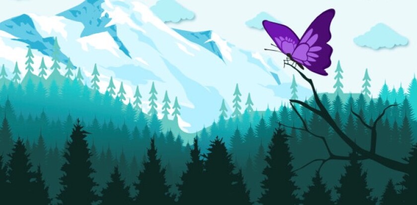 A purple butterfly named Penny balances on a branch in a children's book co-written by San Diego County mayors.