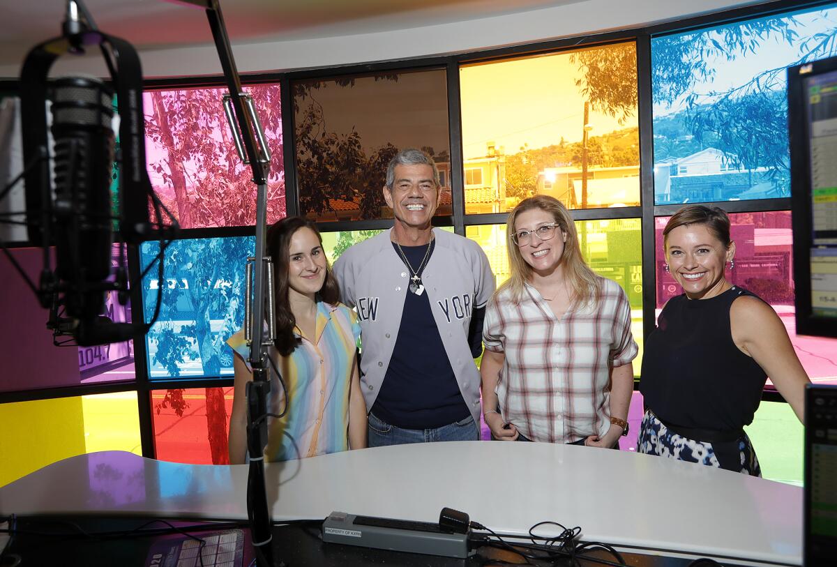 Erica Delamare, Ed Steinfeld, Alyssa Hayek and Jayne Herring in the KX 104.7 studio.