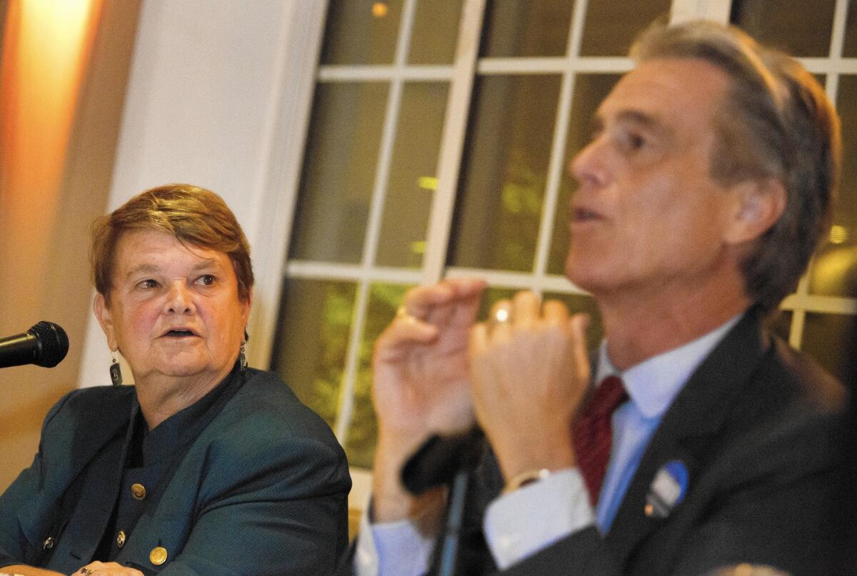 Sheila Kuehl and Bobby Shriver debate in Studio City. Shriver's advertising has begun to target Kuehl's record in Sacramento as an assemblywoman and senator.