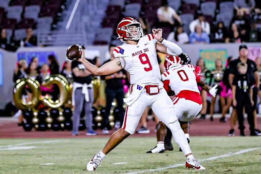 Quarterback Dash Beierly of Mater Dei was sharp on Friday night against Servite.