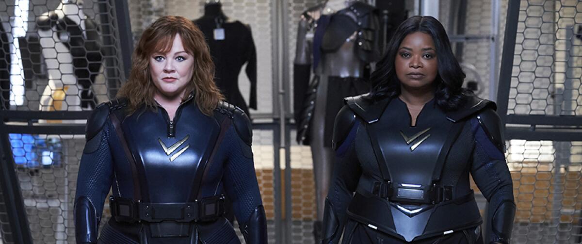 Melissa McCarthy, left, and Octavia Spencer in "Thunder Force."