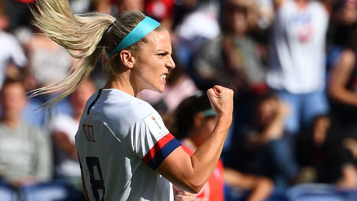 U.S. midfielder Julie Ertz celebrates after scoring a goal against Chile on June 16. The United States faces its toughest challenge yet against France in the World Cup quarterfinals on Friday.