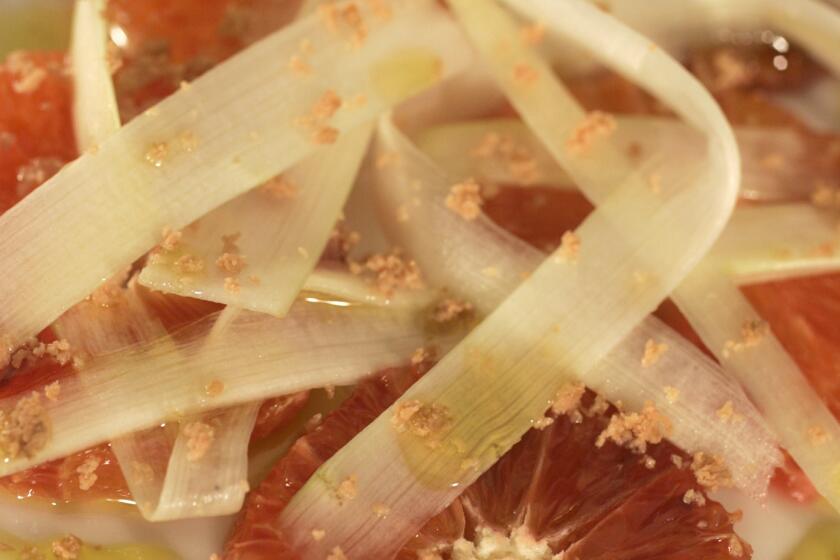 A classic from San Francisco's Zuni Cafe. Recipe: Salad of blood orange, white asparagus and bottarga di tonno