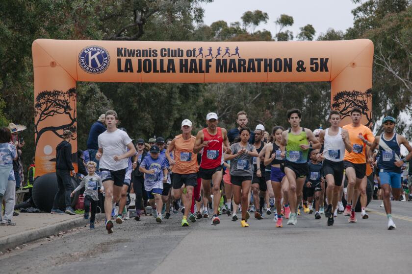 Runners get underway in the La Jolla Shores 5K at La Jolla Shores Drive and Horizon Way on May 18.