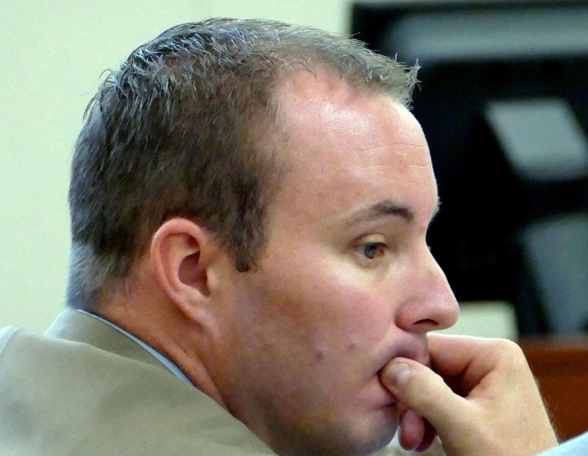 Charlotte-Mecklenburg Police Officer Randall "Wes" Kerrick during his manslaughter trial in Charlotte, N.C.