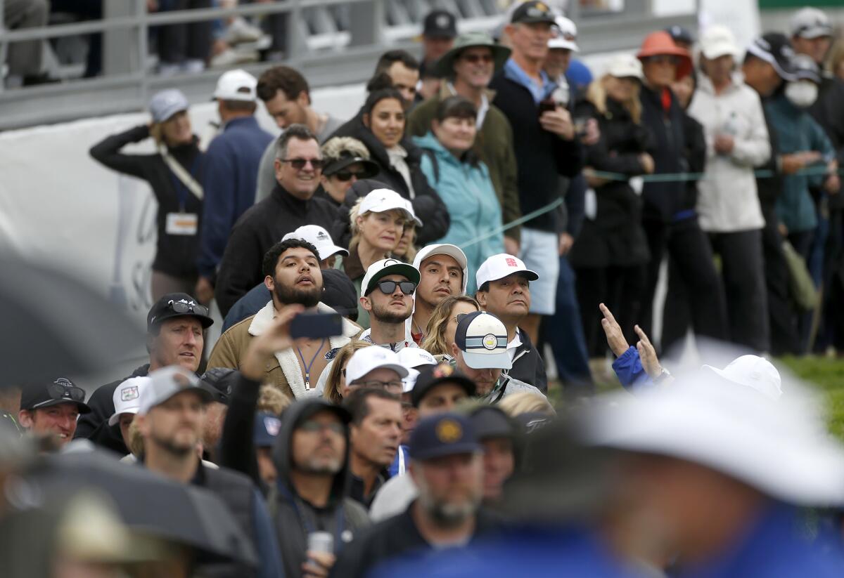 The gallery watches the action on the 18th hole during the final round of the Hoag Classic at Newport Beach Country Club.